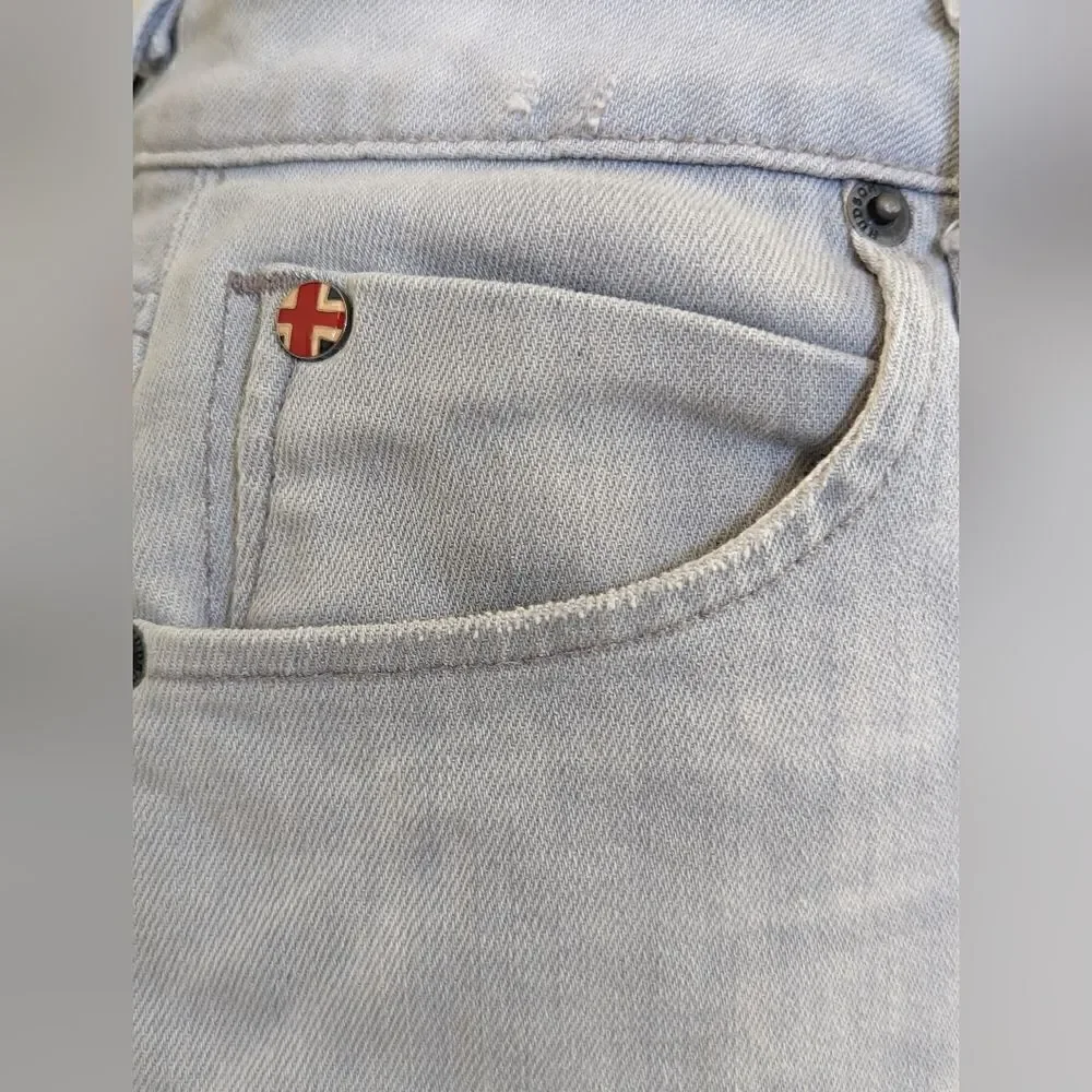 Hudson Raw Edge Hem Denim Mini Skirt  29 Coastal Cowgirl Rebel Punk Academia